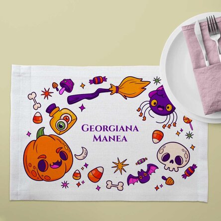 Suport pentru farfurie personalizat cu mesaj - Halloween