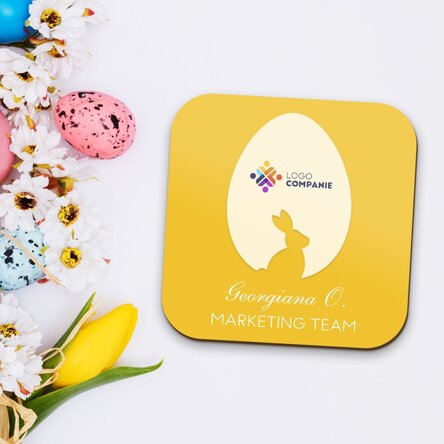 Suport pentru pahar personalizat cu logo și nume - Paște