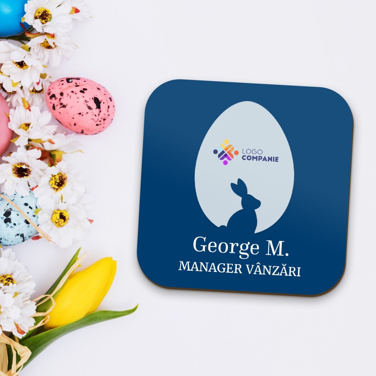 Suport pentru pahar personalizat cu logo și nume - Paște