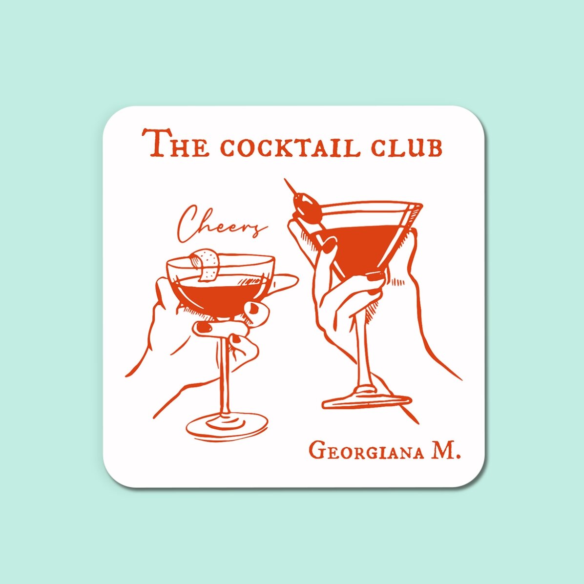 Suport pentru pahar personalizat cu nume - The cocktail club