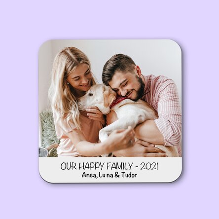 Suport pentru pahar personalizat cu o poză și text