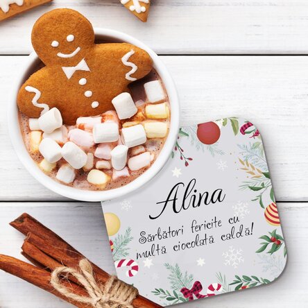 Suport pentru pahar personalizat cu text - Christmas
