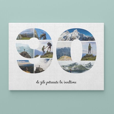 Tablou canvas landscape personalizat cu 10 poze model numărul 90 și mesaj text