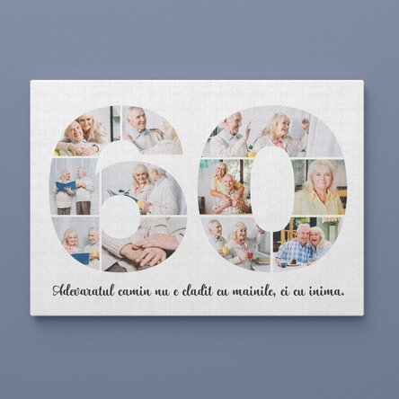 Tablou canvas landscape personalizat cu 11 poze model numărul 60 și mesaj text