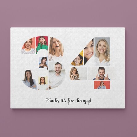 Tablou canvas landscape personalizat cu 13 poze model numărul 34 și mesaj text