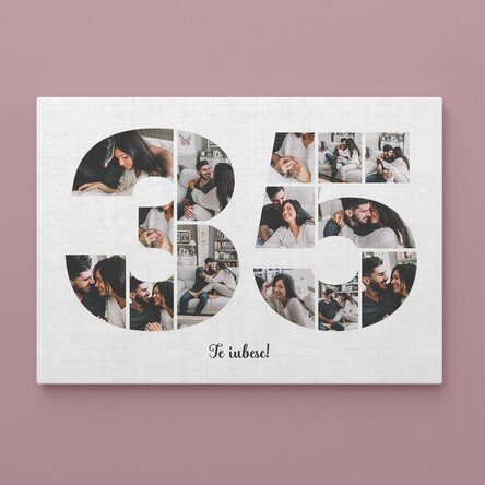 Tablou canvas landscape personalizat cu 14 poze model numărul 35 și mesaj text