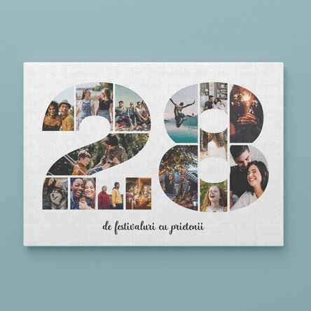 Tablou canvas landscape personalizat cu 15 poze model numărul 28 și mesaj text