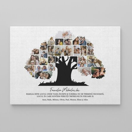 Tablou canvas landscape personalizat cu poze și text - Familia noastră