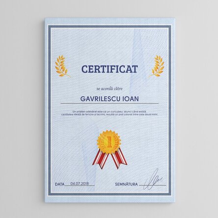 Tablou canvas personalizat - Certificat de recunoștință