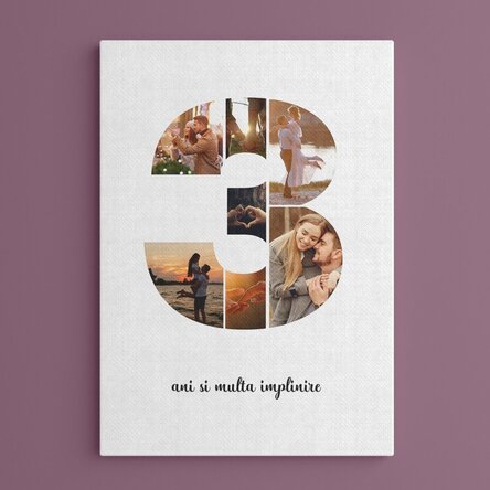 Tablou canvas personalizat cu 7 poze model numărul 3 și mesaj text 