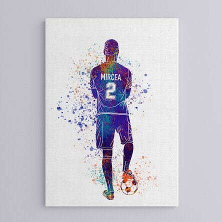 Tablou canvas personalizat cu numele și numărul tău de jucător - Fotbal