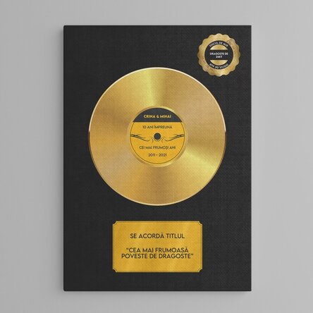 Tablou canvas personalizat cu text - Discul de aur