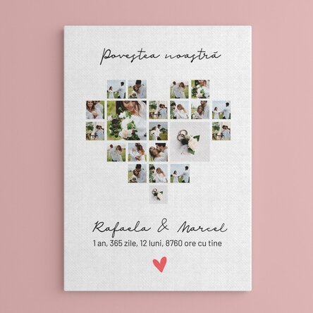 Tablou canvas personalizat cu text și 21 poze - Povestea noastră
