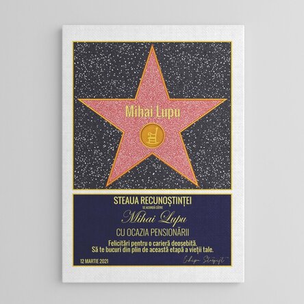 Tablou canvas personalizat cu text - Steaua recunoștinței pentru pensionare