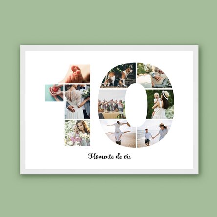 Tablou landscape personalizat cu 10 poze model numărul 10 și mesaj text 