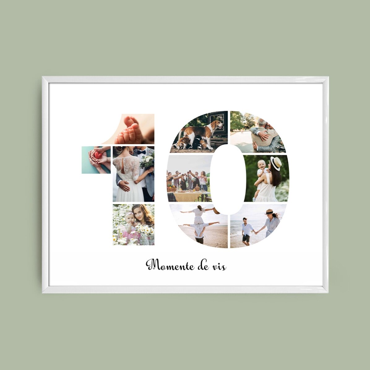 Tablou landscape personalizat cu 10 poze model numărul 10 și mesaj text 