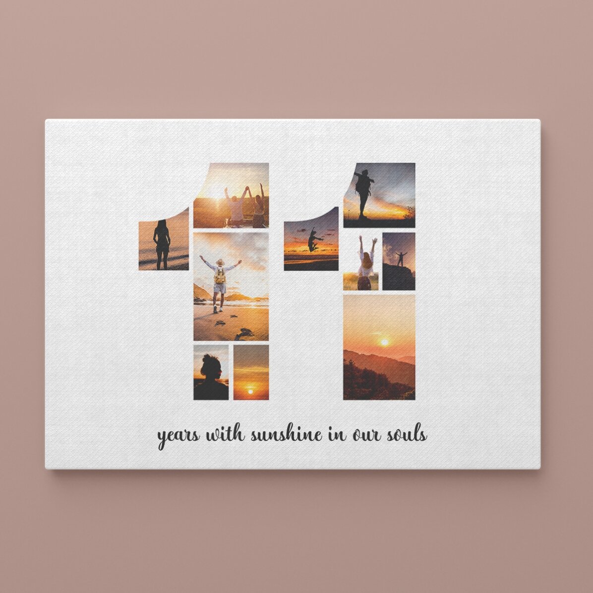 Tablou landscape personalizat cu 10 poze model numărul 11 și mesaj text  