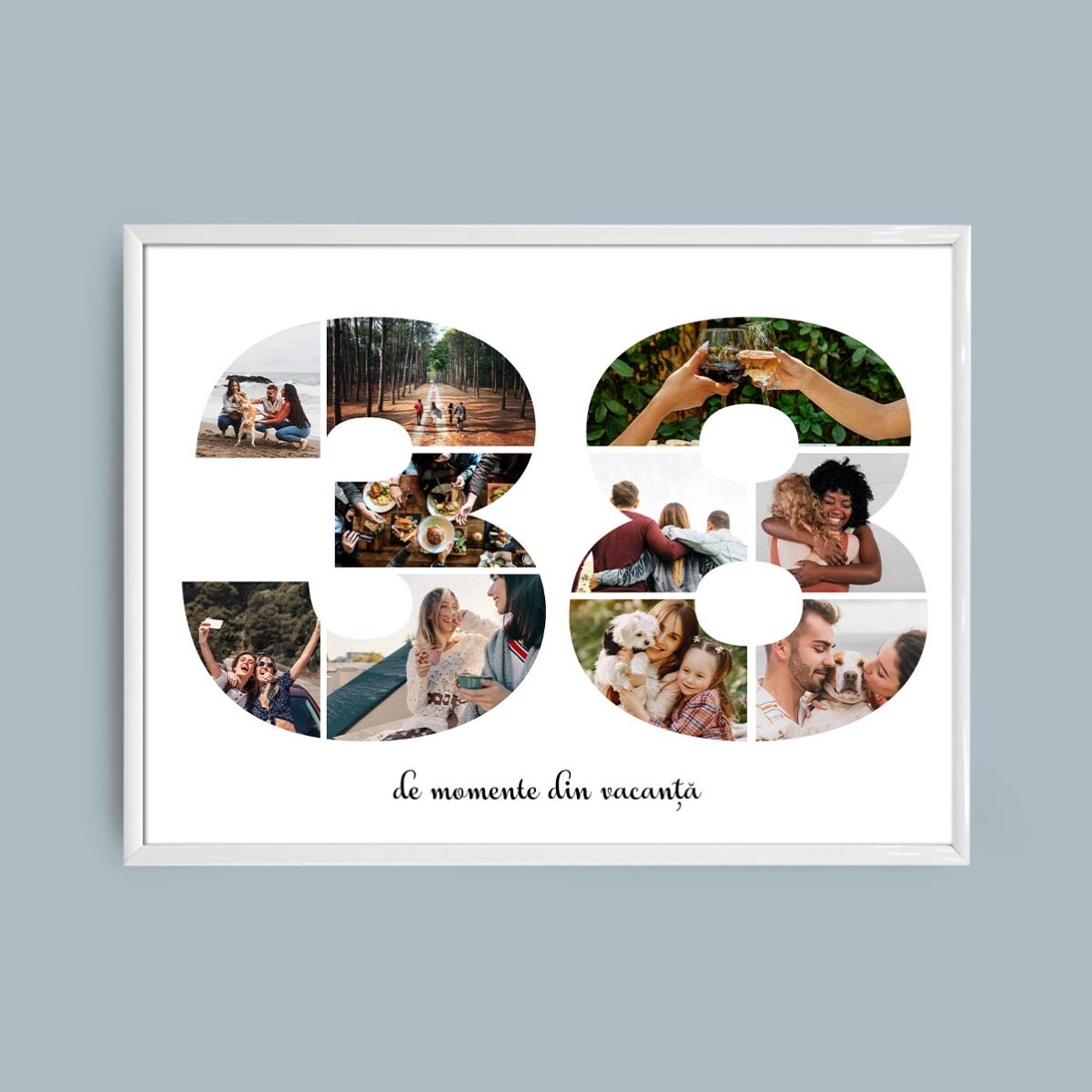 Tablou landscape personalizat cu 10 poze model numărul 38 și mesaj text 