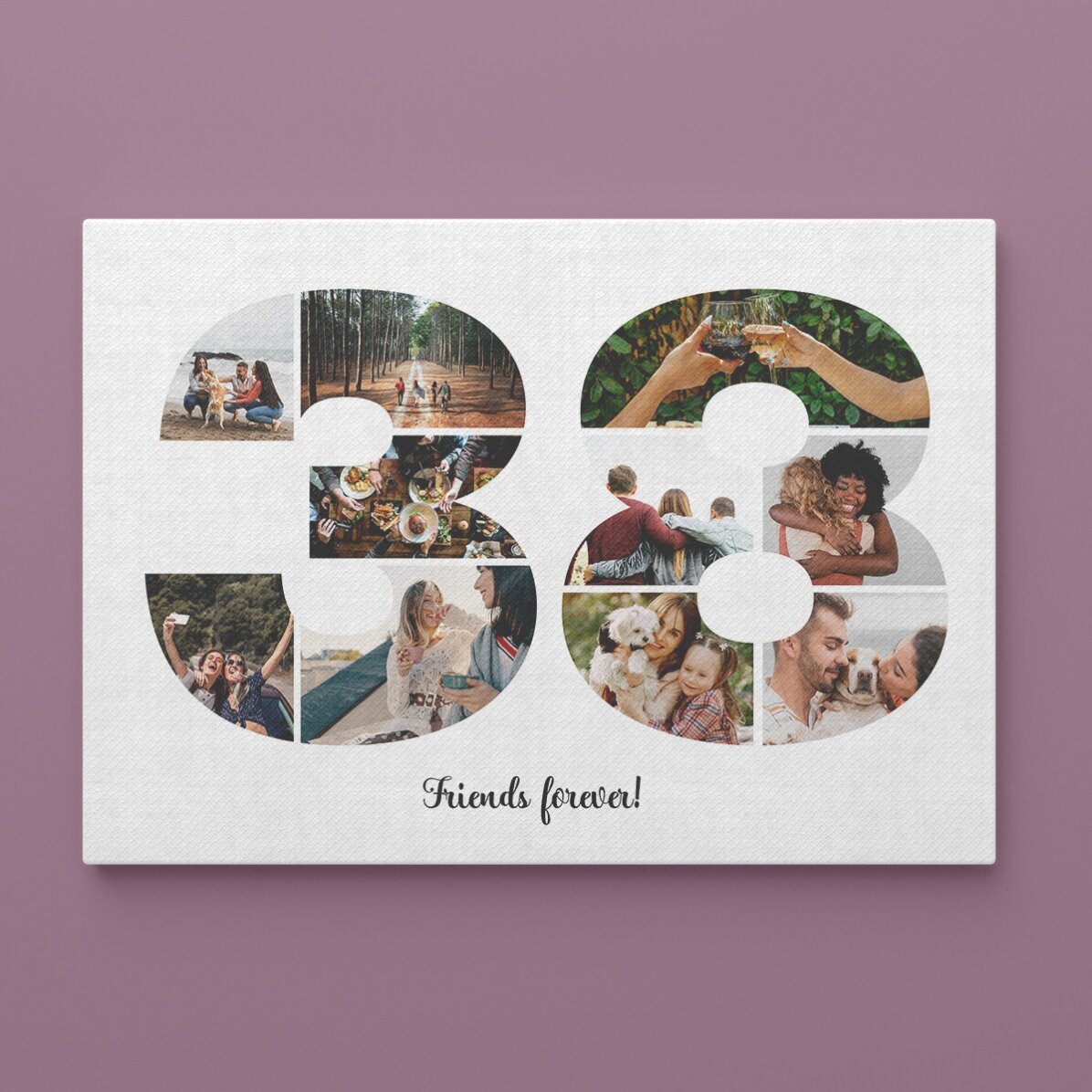 Tablou landscape personalizat cu 10 poze model numărul 38 și mesaj text 