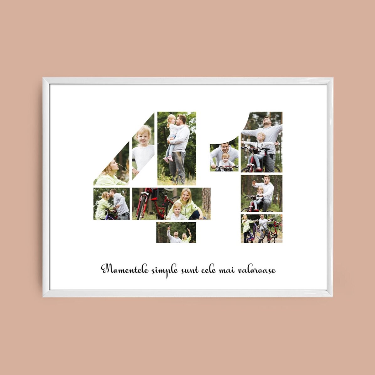 Tablou landscape personalizat cu 10 poze model numărul 41 și mesaj text