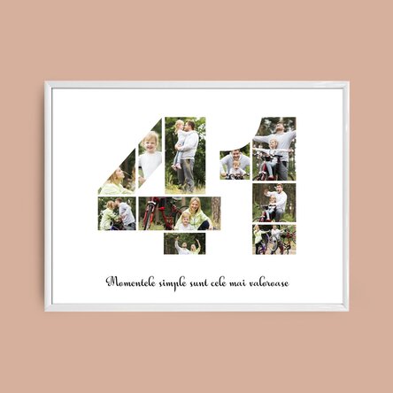 Tablou landscape personalizat cu 10 poze model numărul 41 și mesaj text