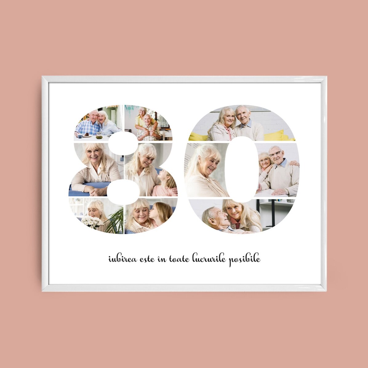 Tablou landscape personalizat cu 10 poze model numărul 80 și mesaj text