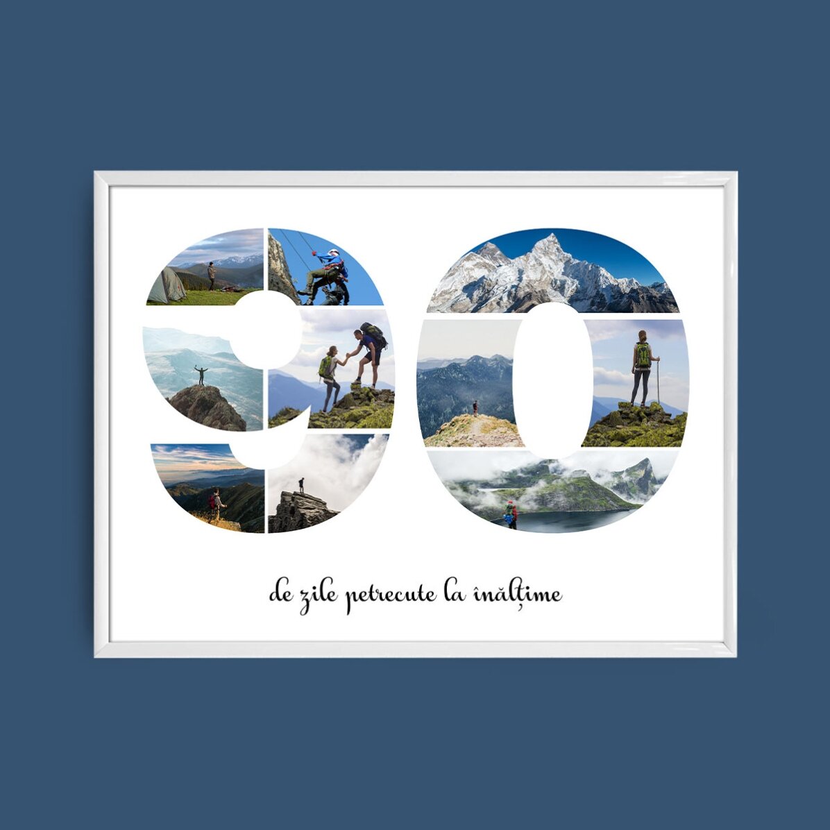 Tablou landscape personalizat cu 10 poze model numărul 90 și mesaj text