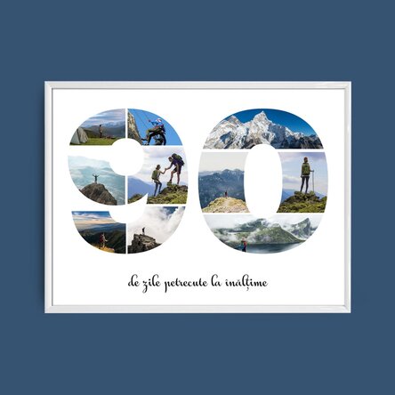 Tablou landscape personalizat cu 10 poze model numărul 90 și mesaj text