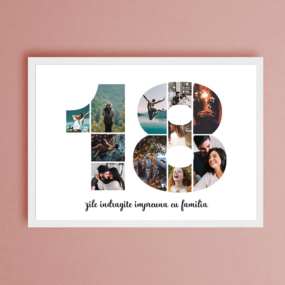 Tablou landscape personalizat cu 11 poze model numărul 18 și mesaj text