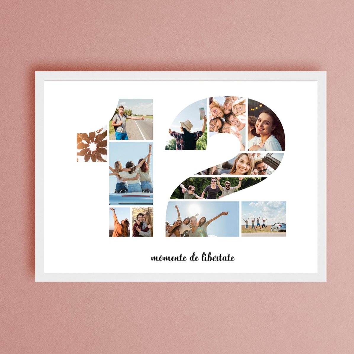 Tablou landscape personalizat cu 12 poze model numărul 12 și mesaj text