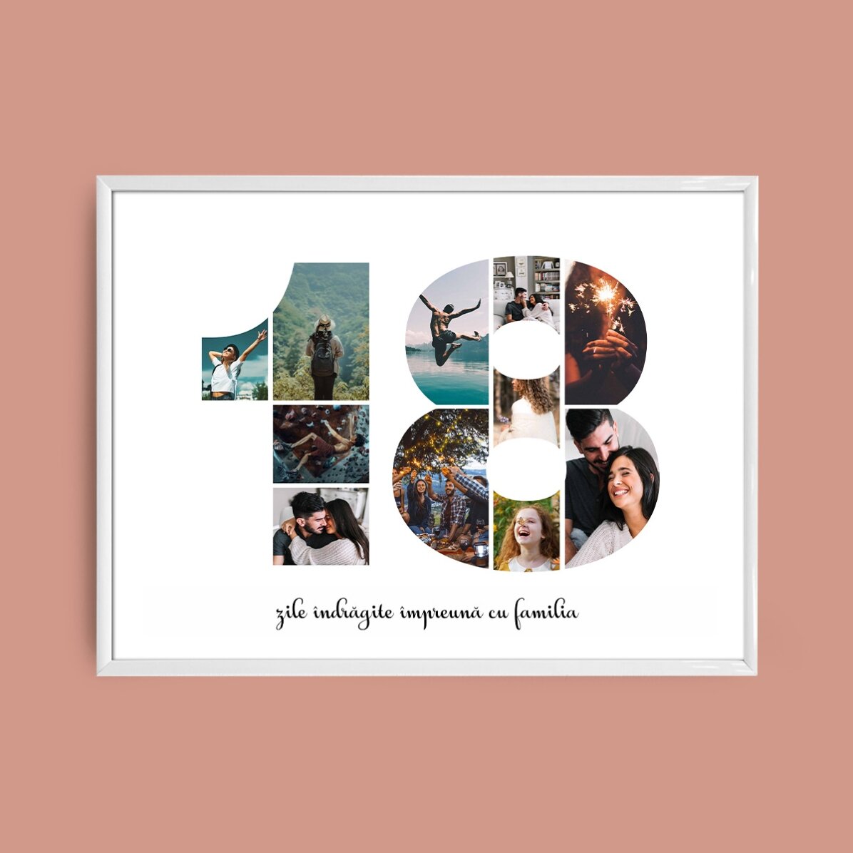 Tablou landscape personalizat cu 11 poze model numărul 18 și mesaj text