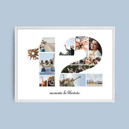 Tablou landscape personalizat cu 12 poze model numărul 12 și mesaj text