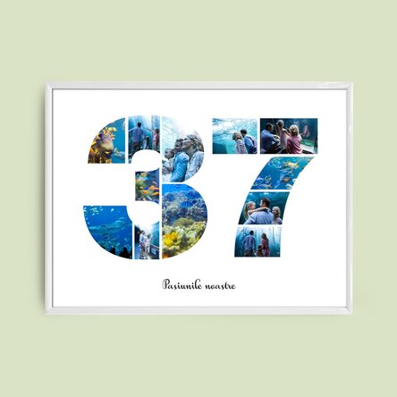 Tablou landscape personalizat cu 12 poze model numărul 37 și mesaj text
