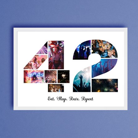 Tablou landscape personalizat cu 12 poze model numărul 42 și mesaj text 