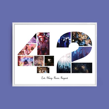 Tablou landscape personalizat cu 12 poze model numărul 42 și mesaj text 