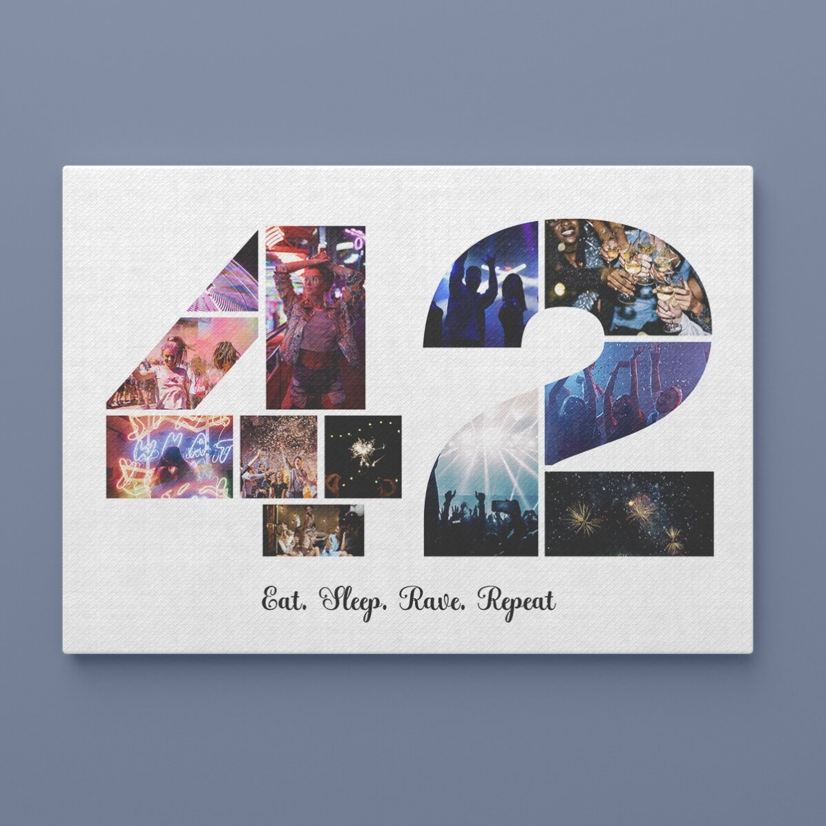 Tablou landscape personalizat cu 12 poze model numărul 42 și mesaj text 