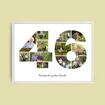 Tablou landscape personalizat cu 12 poze model numărul 46 și mesaj text