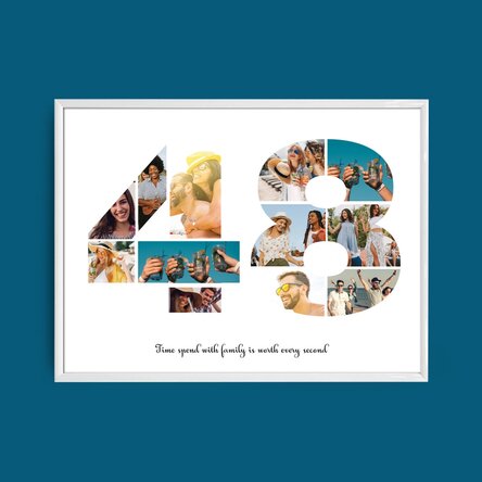 Tablou landscape personalizat cu 12 poze model numărul 48 și mesaj text