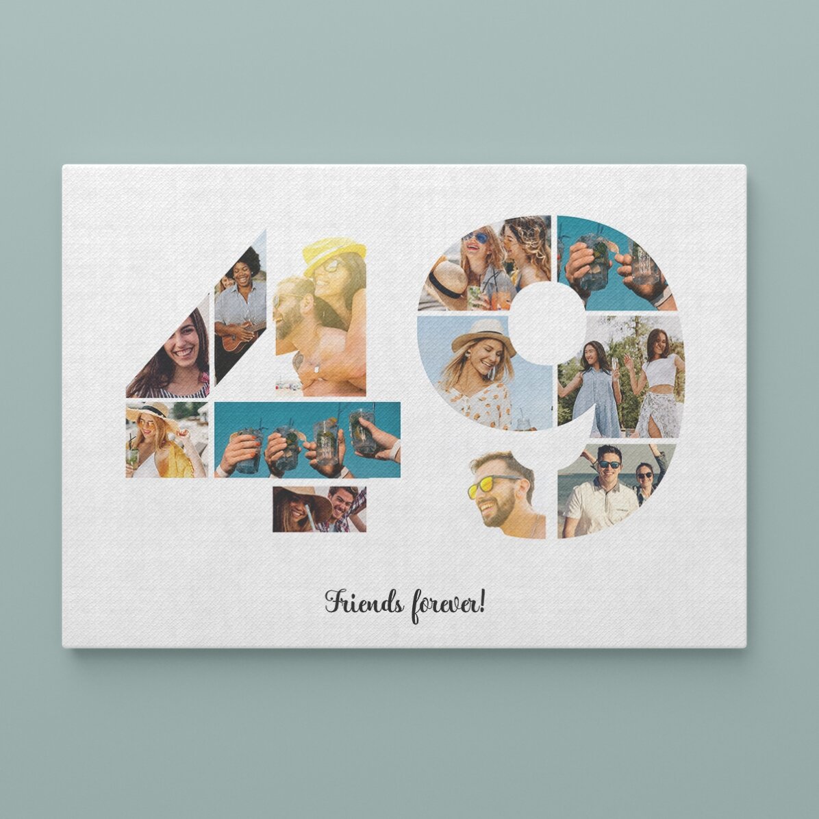 Tablou landscape personalizat cu 12 poze model numărul 49 și mesaj text