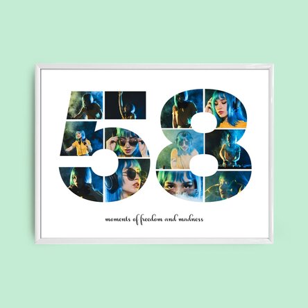 Tablou landscape personalizat cu 12 poze model numărul 58 și mesaj text