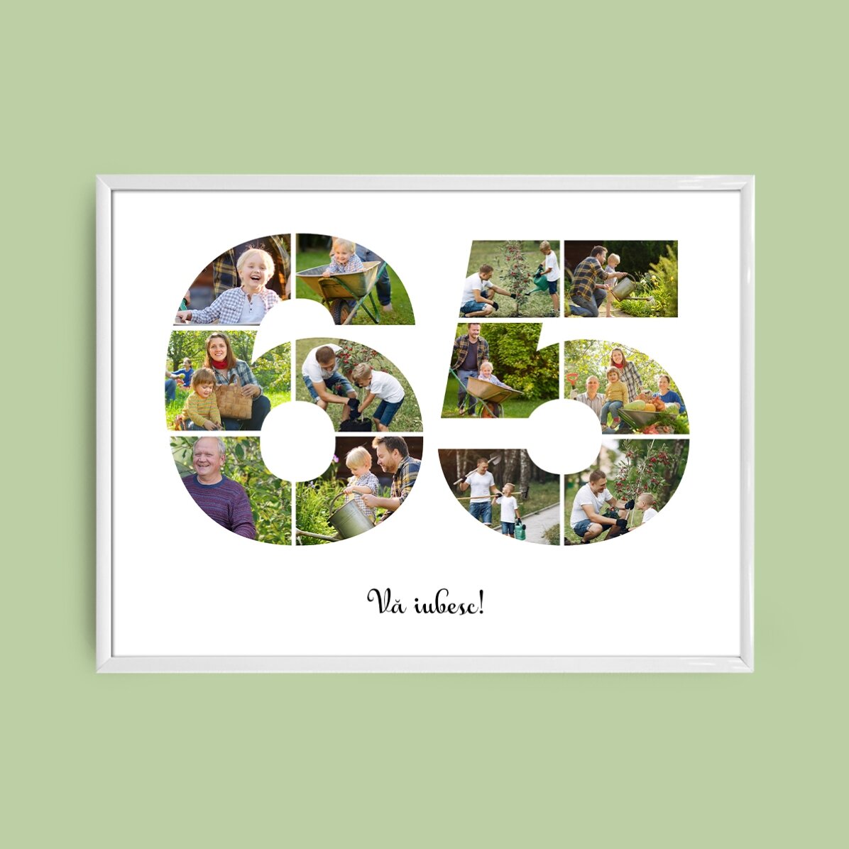 Tablou landscape personalizat cu 12 poze model numărul 65 și mesaj text