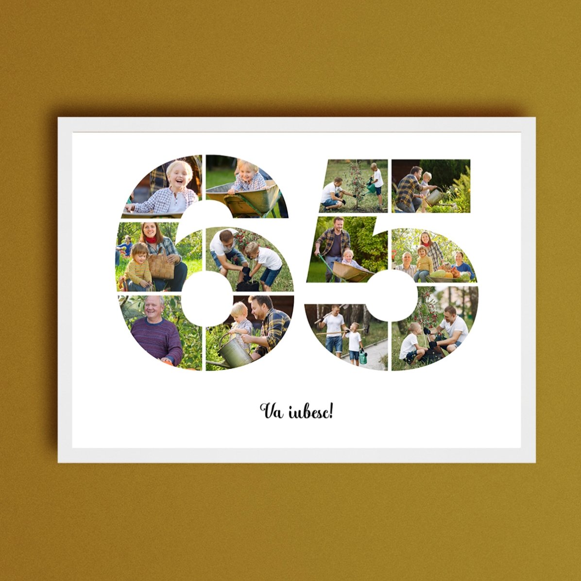 Tablou landscape personalizat cu 12 poze model numărul 65 și mesaj text
