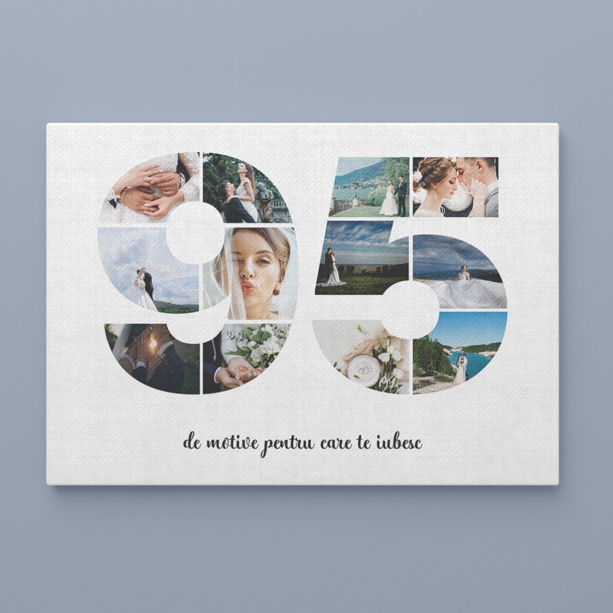 Tablou landscape personalizat cu 12 poze model numărul 95 și mesaj text