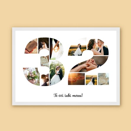 Tablou landscape personalizat cu 13 poze model numărul 32 și mesaj text