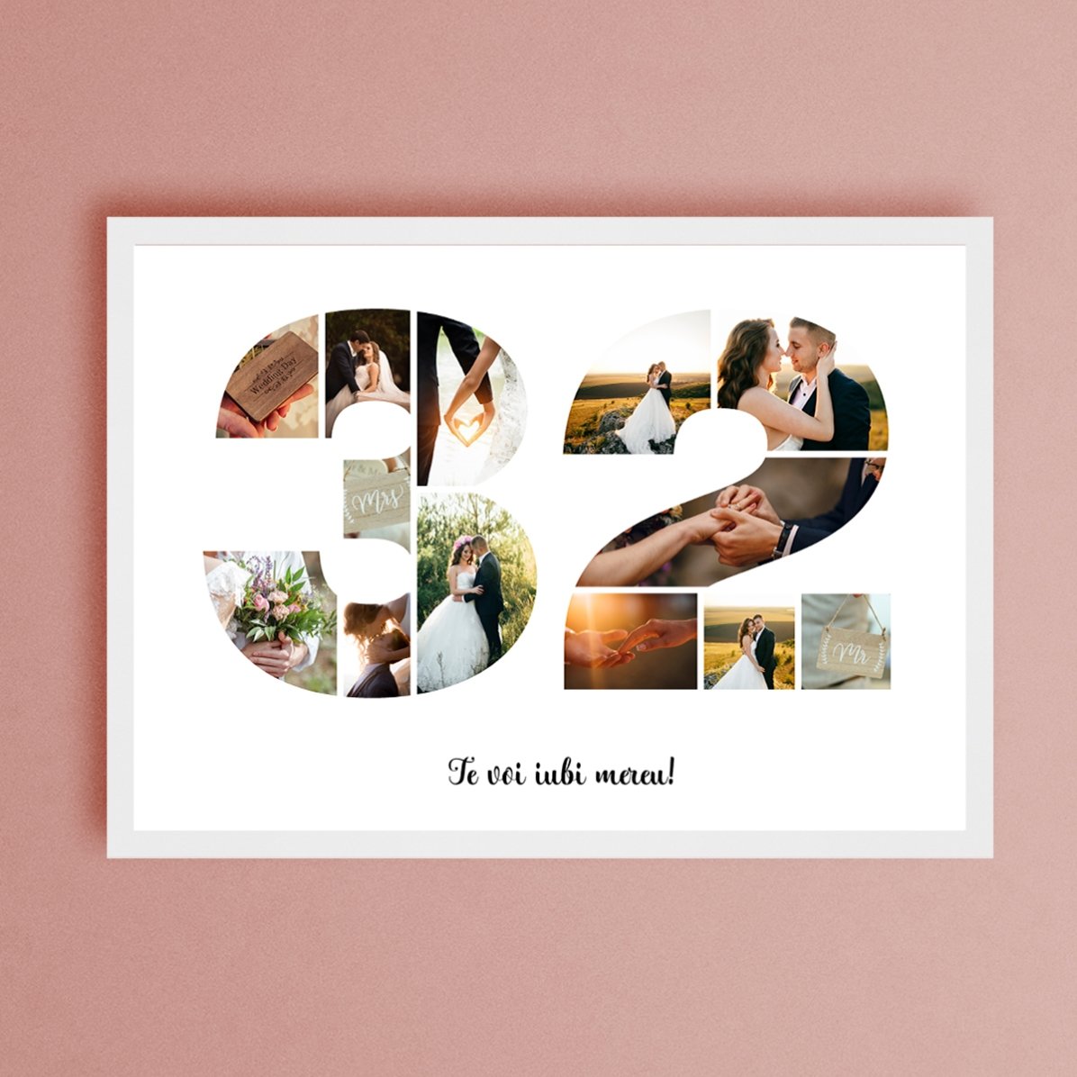 Tablou landscape personalizat cu 13 poze model numărul 32 și mesaj text