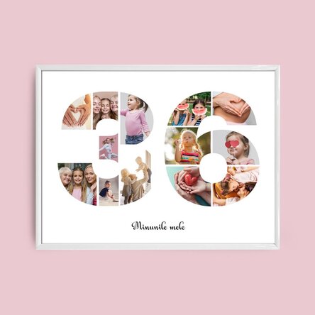 Tablou landscape personalizat cu 13 poze model numărul 36 și mesaj text