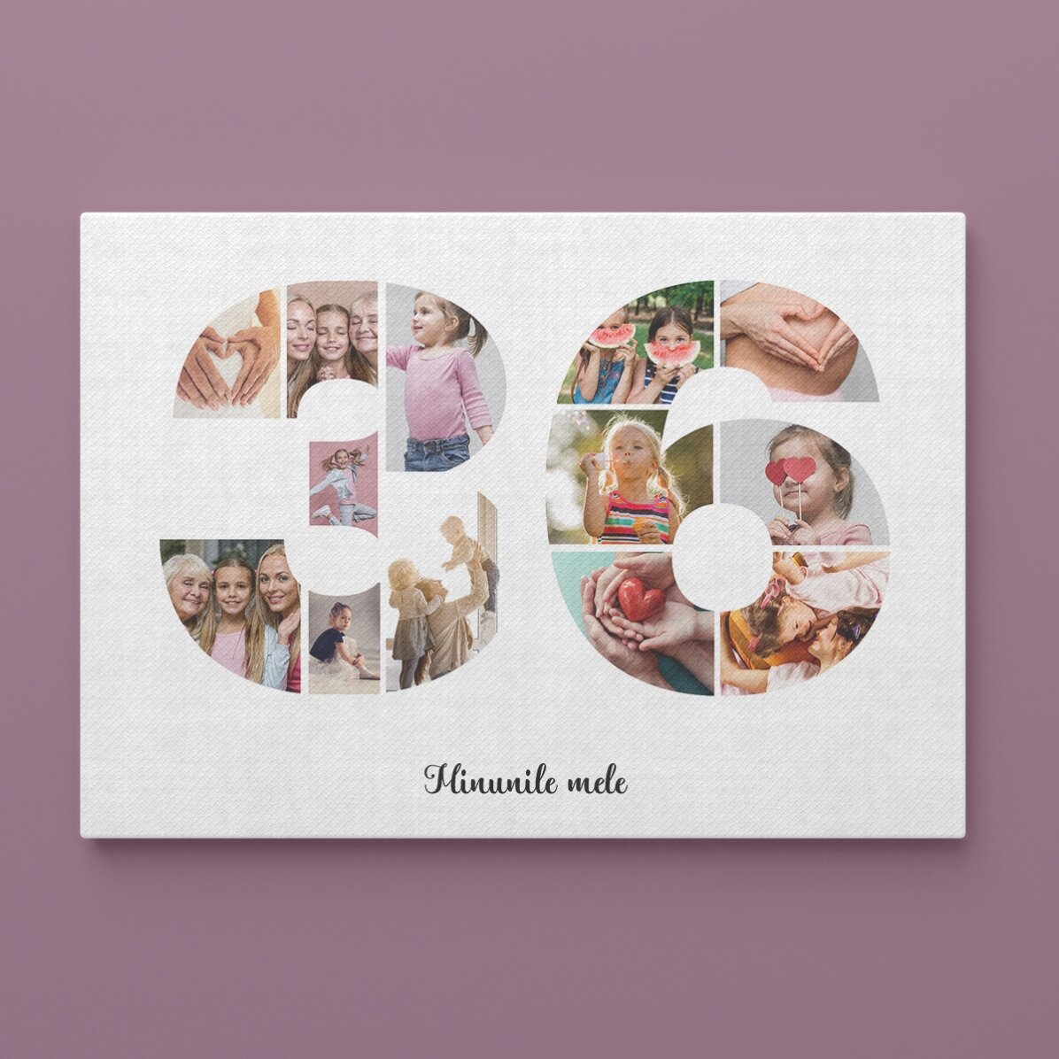 Tablou landscape personalizat cu 13 poze model numărul 36 și mesaj text