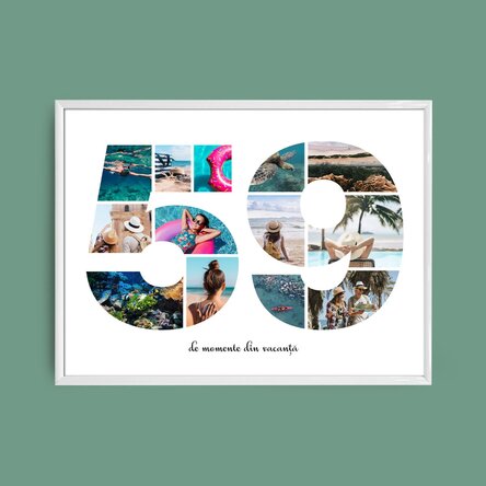 Tablou landscape personalizat cu 13 poze model numărul 59 și mesaj text