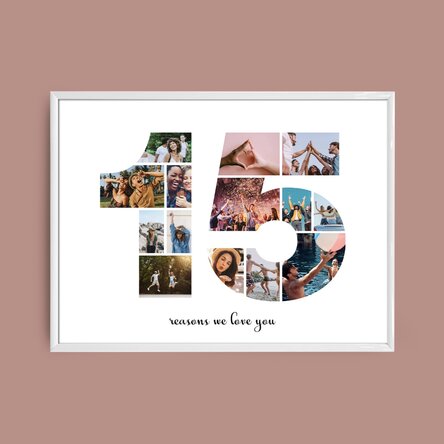 Tablou landscape personalizat cu 14 poze model numărul 15 și mesaj text 