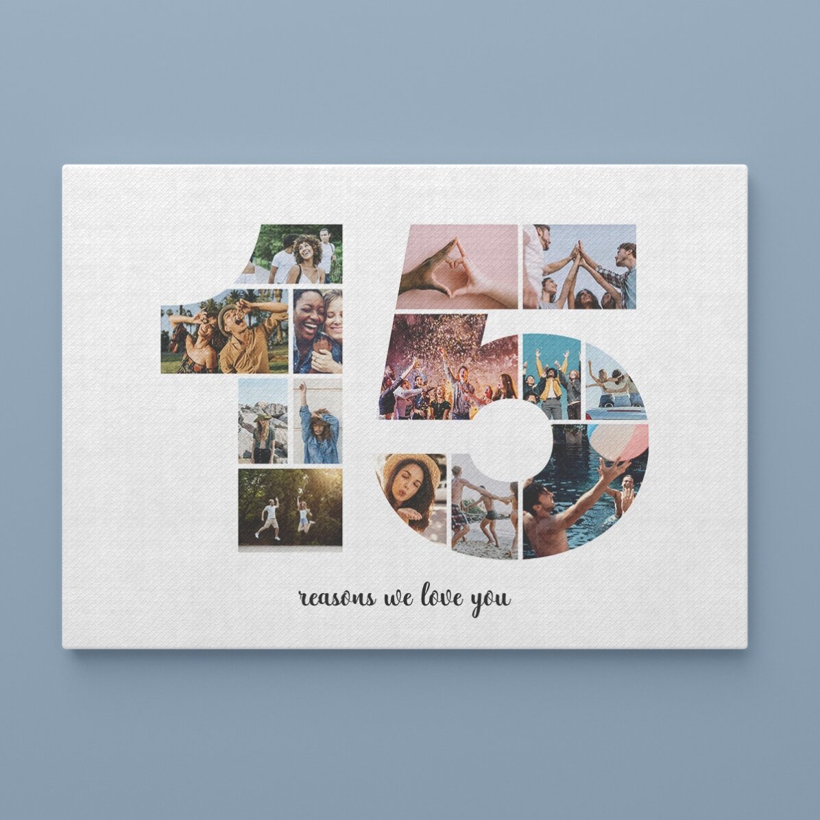 Tablou landscape personalizat cu 14 poze model numărul 15 și mesaj text 